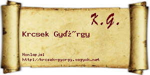 Krcsek György névjegykártya